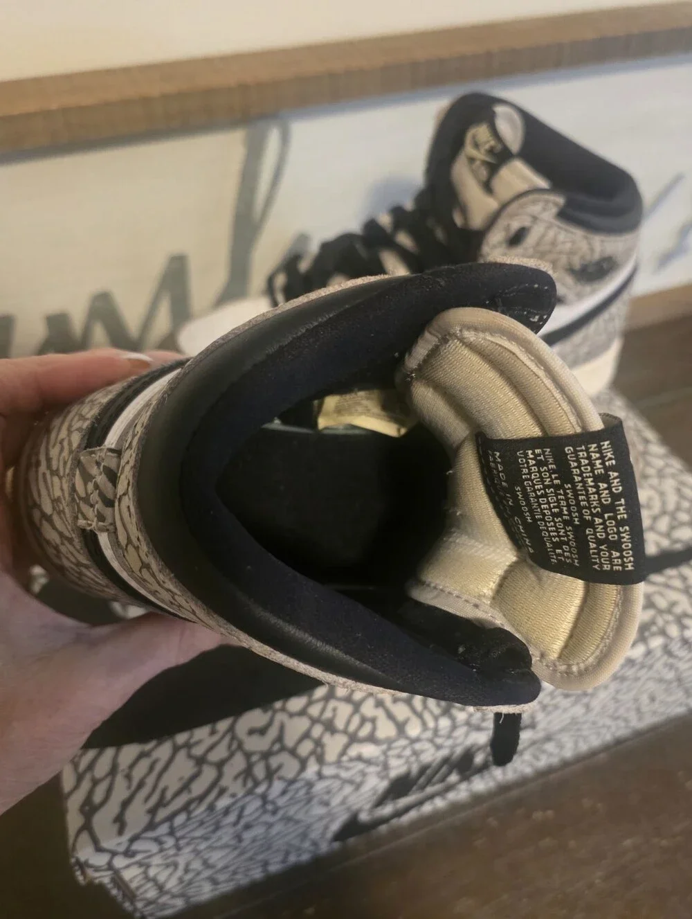 Nike Kids White & Black High-Top Sneakers with Elephant Print
